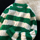 Striped Retro Couple's Sweater Men's Autumn and Winter Design Sense Niche Thread Clothing Trend Brand Ins Loose Knit Sweater