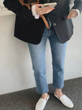 Nukty High Waist Pockets Boyfriend Jeans Women Stretch Blue Ladies Denim Cargo pants Straight Pants Washed Trousers Streetwear Jeans