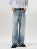 Nukty 4 Colors Autumn Vintage Distressed Men's Baggy Straight Jeans Fashion Korean High Street Denim Pants Streetwear Male Trousers