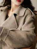 Nukty Women's Coat Woolen Blends Long Sleeve Autumn Short Coats Office Lady Turn-down Collar Thick Loose Winter Jackets for Women