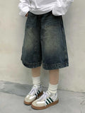 Y2k Vintage Baggy Jorts Women Wide Leg Five Points Jeans Korean Streetwear Casual Oversize Washed Denim Shorts Summer