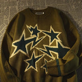 Nukty Autumn and Winter Sweater Men Women American Style Star Print Loose Knitted Pullover High Street Harajuku Oversize Tops Y2K New