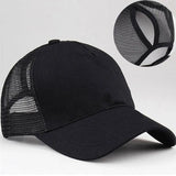 Nukty New Ponytail Baseball Cap Summer Women's Adjustable Black Hat Messy Cap Casual Cotton Girl Snapback Mesh Cap