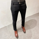 Nukty Men's High Quality Linen Suit Trousers Male Slim Fit Solid Color Business Casual Pants Formal Office Social Trouser Plus Size 38