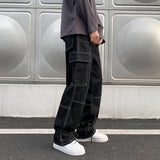 Nukty Wide Leg Jeans Men loose Hip Hop Casual Men's Straight Baggy Denim Pants Streetwear Skateboard Pant Neutral Trousers Plus Size