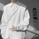 Nukty Sleek Drape Shirt Innovative Faux Two-Piece Design Modern Layered Look Stylish Comfortable Fabric Trendy Chic New Fashion Forwar