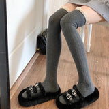 Nukty Socks Woman Autumn/Winter Solid Color Thigh High Lace Cute Lolita Thick Warm Stockings Black White Long Leg Socks for Women