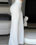 Nukty Elegant High Waist Wide Leg Bootcut Pants Summer European & American Fashion Simple Women's Flared Trousers