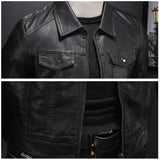 Nukty Men Luxury Black Faux Leather Jackets Men Zipper PU Coat Turn Down Collar Multi-pocket Slim Fit Clothing Man Plus Size 5XL-M
