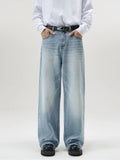 Nukty 4 Colors Autumn Vintage Distressed Men's Baggy Straight Jeans Fashion Korean High Street Denim Pants Streetwear Male Trousers