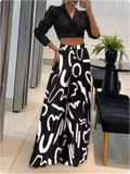 Nukty Fashion Colorful Printed Elastic Pants Women Elegant Wide Leg Pants Women Casual Loose Trousers