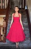 Nukty Elegant Solid High Waist Pleated A-line Dress Women Sexy Backless Sleeveless Slim Halter Dresses New Street Party Vestidos