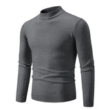 Nukty Autumn New Sweater Men's Half High Neck Basic Solid Color Casual Versatile Round Neck Knit with Slim Fit Elastic Sweater Inside