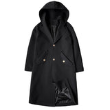 Nukty Streetwear Men's Trench Coat Autumn Winter New Casual Long Windbreaker Jacket Male Solid Color Single Breasted Outwear Overcoats