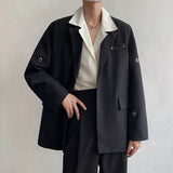 Nukty Stylish New Metal Button Men Blazer Lapel Long Sleeve Party Streetwear Fashion Casual Suits Men Korean Suit Jacket Coats