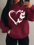 Nukty Combination Of Love And Butterfly  Pattern Hoody Women Hip Hop Street Hoodies Trendy Pocket Clothes Vintage Multicolor Hoodie