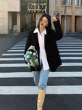 Nukty Black Long Sleeved Suit Jacket For Women's Fashion Korean Back Split Office Lady Blazer Coat 2024 Spring Autumn Jacket Coat