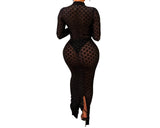 Nukty Turtleneck Skinny Women Dresses Sexy Skirt Long Sleeve Bodycon Sexy Streetwear Party Club Hollow out Long Dress