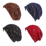 Nukty Spring/Summer Light Bright Thin Strip Decoration Double Fabric Breathable Skullies & Beanies Spring Muslim BeaniesHat
