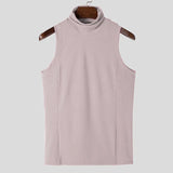 Nukty Men's Clothing Sexy Skinny Solid Color Tank Tops High Colalr Sleeveless Gym Streetwear Leisure Vests Party Basic Shirt S-3XL
