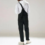 Nukty Solid Color Jeans Overalls For Men Fashion Casual Suit High Waist Denim Jumpsuits Casual Oversized Pants Men Clothing Tracksuit