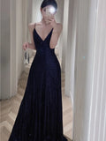 Nukty DRESS TO IMPRESS Sexy Backless Evening Party Long Dresses for Women V-Neck Split Slim Spring Summer Luxury Sequins Prom Robe Birthday Vestido New