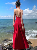 Nukty Sexy Pleated Silk Fashionable Slimming Split Dresses Photography Supernatural Desert Open-Back Dress Women Elegant Long New