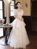 Nukty DRESS TO IMPRESS Champagne Evening New Light Luxury High-end Birthday Adult Ceremony Princess Dress for Women