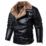Nukty New Winter Warm Leather Jacket Men Thick Fur Linner Fashion Male Motorcycle Parkas Coat Motorcycle PU Jackets Outwear Plus Size
