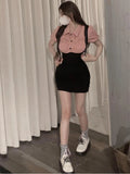 Nukty Dresses Women Fake Two Pieces Slim Patchwork Sexy Fashion Streetwear Summer Holiday Cute Turn-down Collar Charming Daily Popular