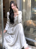 Nukty Vintage Women Solid Dress Suits Long Sleeve Blazer Short Coat Fashion New Stain Elegant Lady A-line Skirts Korean Female Clothes