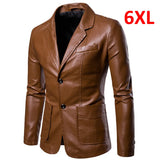Nukty Plus Size 5XL 6XL PU Jacket Men Solid Color Leather Coat Jacket Casual Motorcycle Biker Coat Leather Jackets Male Big Size 6XL
