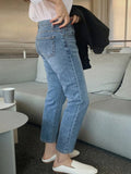 Nukty High Waist Pockets Boyfriend Jeans Women Stretch Blue Ladies Denim Cargo pants Straight Pants Washed Trousers Streetwear Jeans