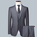 Nukty Men's Solid Color Business Suit High Quality Fashion Banquet Wedding Trend Groom Best Man Single 3/2/1