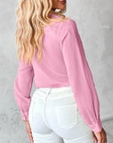 Nukty Female T-Shirts Pullover Tops Elegant Blouses Rose Detail Rhinestone Turn-Down Collar Top Autumn Spring New Fashion Casual