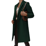 Nukty Women's S-3XL Size New Autumn/winter Solid Color Lapel Mid Length Button down Woolen Coat Jacket