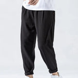 Nukty Japanese Loose Men's Cotton Linen Pants Male Summer New Breathable Solid Color Linen Trousers Fitness Streetwear Plus Size M-3XL