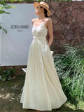 Nukty Elegant French Luxury Long Woman Dress Gentle V-Neck Slim Wasit Loose High-End Fashion Dresses Vacation Travel Summer 2025