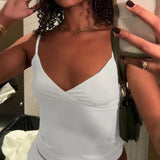 Nukty Sexy Low Neck Crop Top y2k Aesthetic Sleeveless White Tank Tops Women Basic Casual Solid Tee Vintage Sexy Camisole Summer