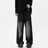 Nukty Men Loose Casual Denim Pants Male Fashion Casual High Waist Straight Wide Leg Trousers High Street Baggy Denim Long Pants