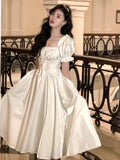 Nukty French Elegant White Wedding Party Dress Women Vintage Burgundy Romantic Prom Vestidos Summer Korean A-line Graduation Dresses