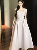 Nukty Spring Summer Elegant French Evening Women's Long Dresses Hign Wasit Sleeveless Square-Collar Plaeted Dress Prom Female Clothes
