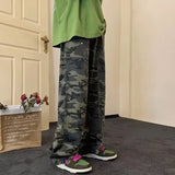 Nukty New Summer Loose Design Mopping Pants American Slim High Street Wide Leg Retro Leopard Print Straight Leg Jeans