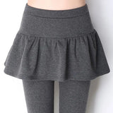 Nukty Women Pleated Skirts Leggings Thickened Plush Winter Warm Pants Thermal Tight Trousers Leggins Pantalones Streetwear 4XL