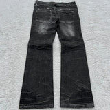 Nukty Y2K Washed Jeans Gothic Retro Micro Flared Double Waisted Lace Up Pants Men Women Streetwear High Quality Design Sense Trousers