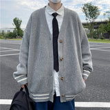 Nukty British Retro Cardigan Sweater New Korean Harajuku Academic Knitted Sweater Pullover Hip Hop Streetwear Loose Knitwear Tops