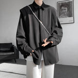 Nukty Sleek Drape Shirt Innovative Faux Two-Piece Design Modern Layered Look Stylish Comfortable Fabric Trendy Chic New Fashion Forwar