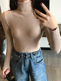 Nukty 2024 Autumn Winter Thick Sweater Women Knitted Ribbed Pullover Sweater Long Sleeve Turtleneck Slim Jumper Soft Warm Pull Femme