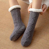 Nukty Thickened Winter Woven Thermal Cashmere Socks Floor Socks Women's Carpet Home Plus Socks Velvet Sleep Socks Slippers Leg Cover