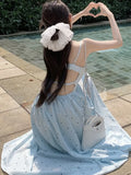 Nukty Women  Sleeveless Polka Dot Slash Neck Dresses Spring Summer Backless Sweet Elegant Party Dress Vintage Ladies Casual Vestidos